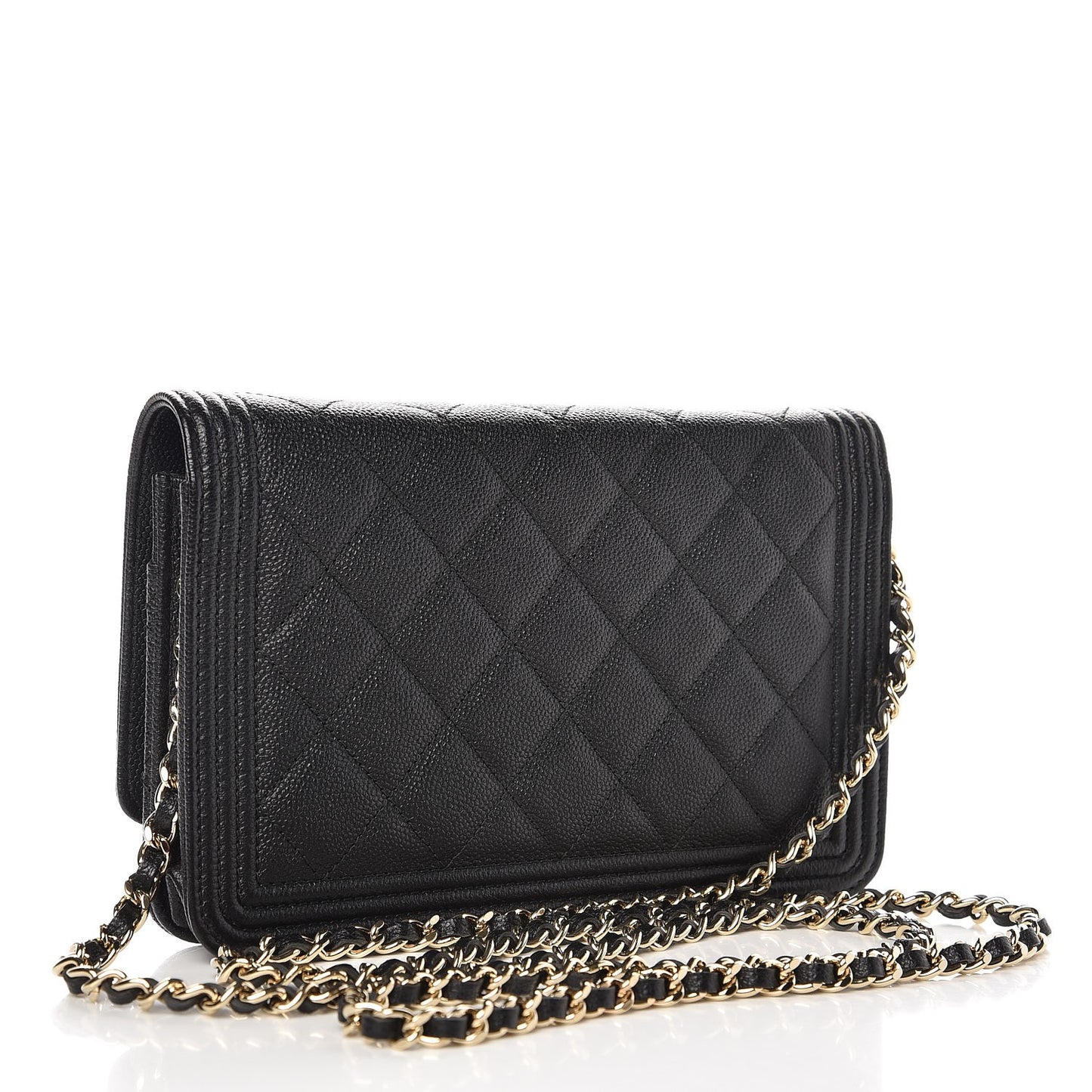 Caviar Quilted Boy Wallet On Chain WOC Black