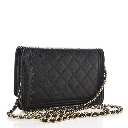 Chanel Caviar Quilted Boy Wallet On Chain WOC Black 3 of 9