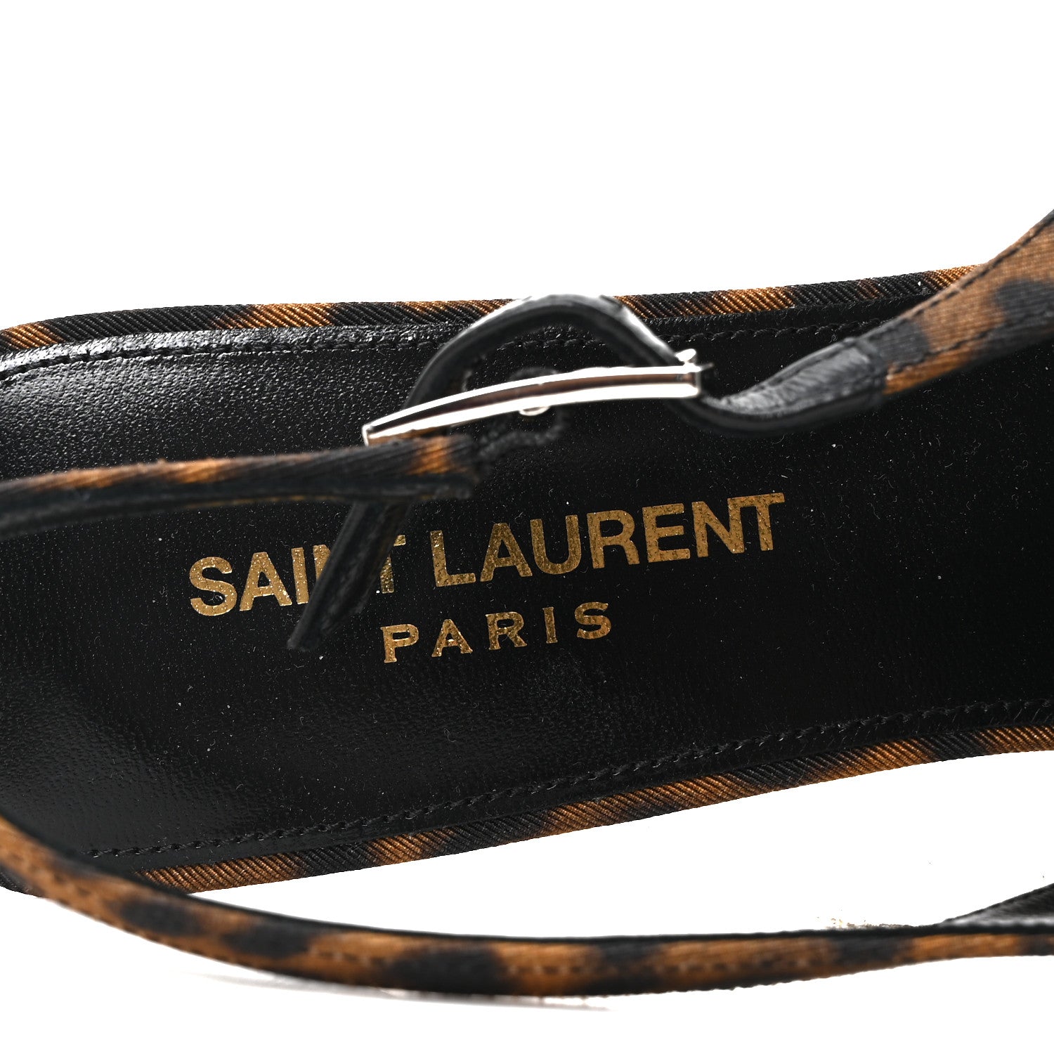 Saint Laurent Canvas Leopard Print Quadria 30 Slingback Pumps 37 Manto Naturale 8 of 8