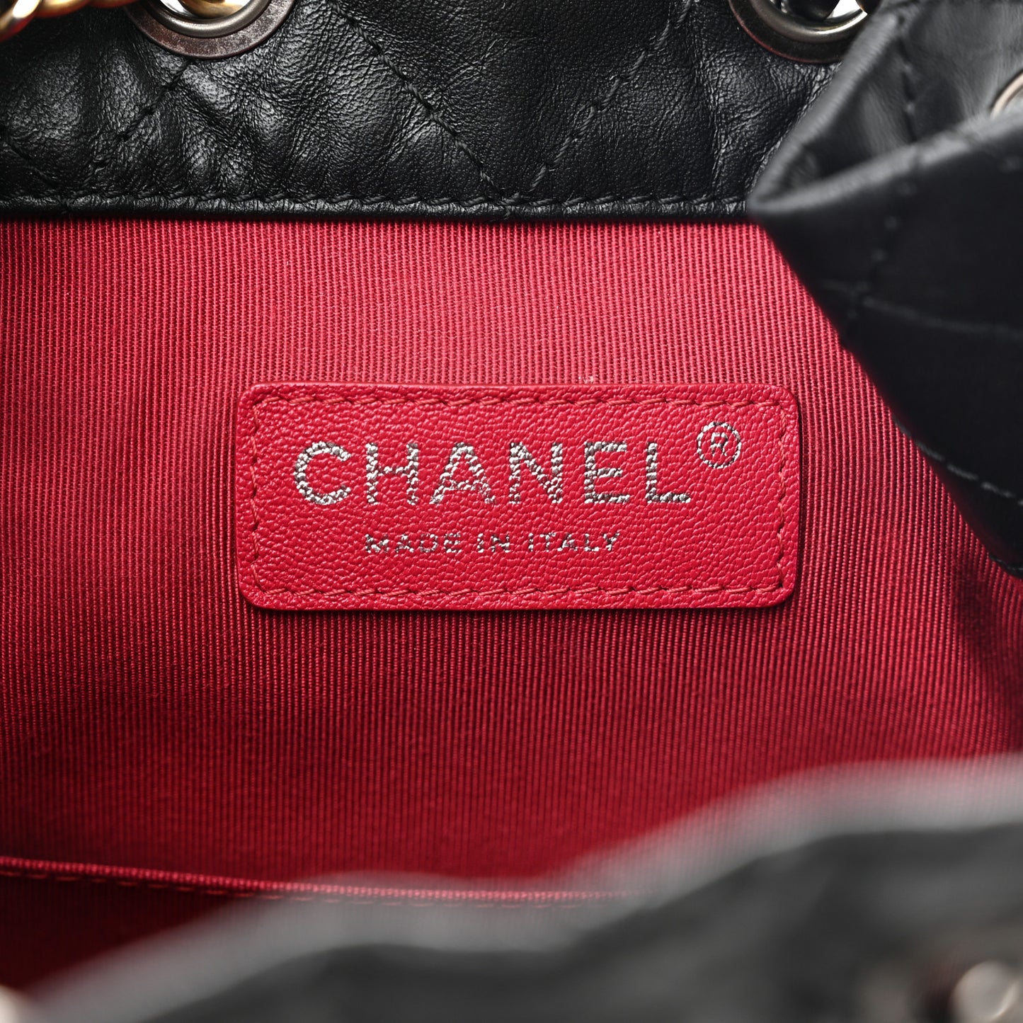 Aged Calfskin Quilted Gabrielle Backpack Black