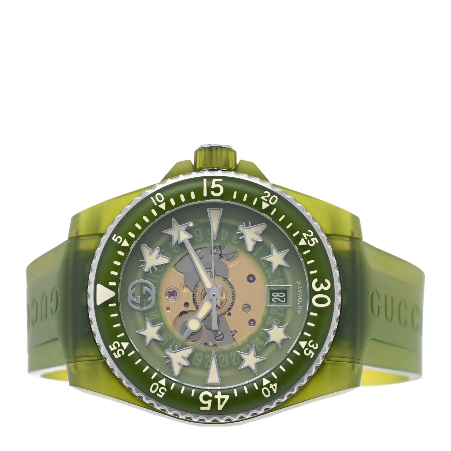 Stainless Steel Rubber 40mm Dive Quartz Watch Green
