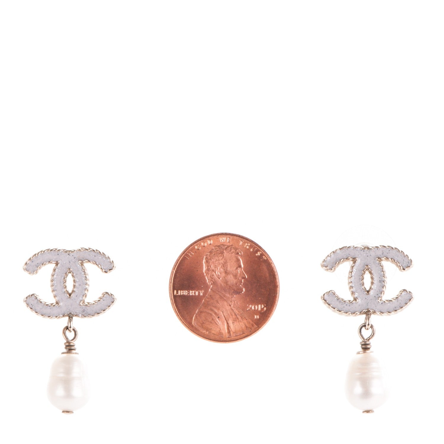 Chanel Resin Bead CC Drop Earrings Ivory 2 of 5
