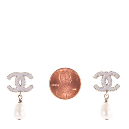 Chanel Resin Bead CC Drop Earrings Ivory 2 of 5