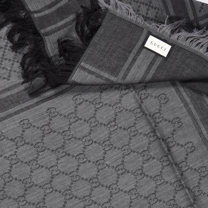 Gucci Wool Silk Diamante Monogram Shawl Black 4 of 6