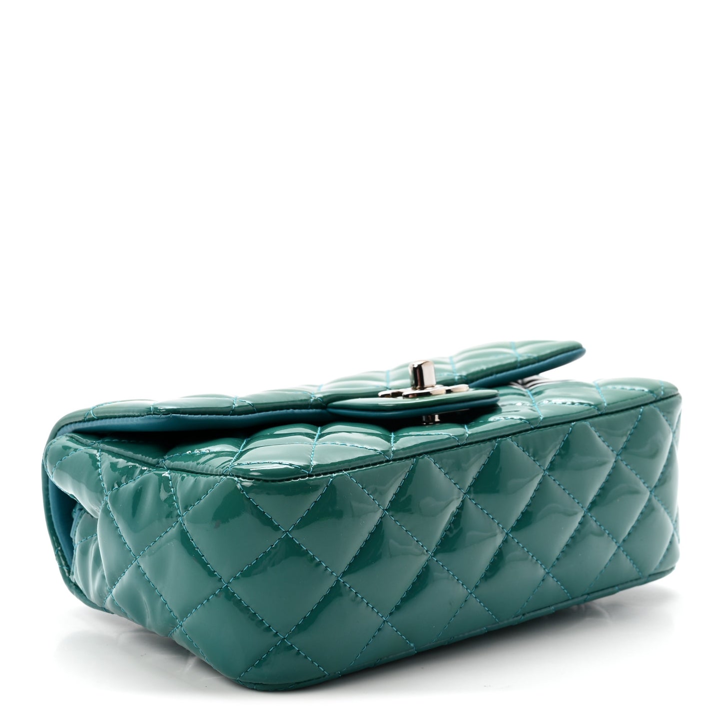 Patent Quilted Mini Rectangular Flap Turquoise
