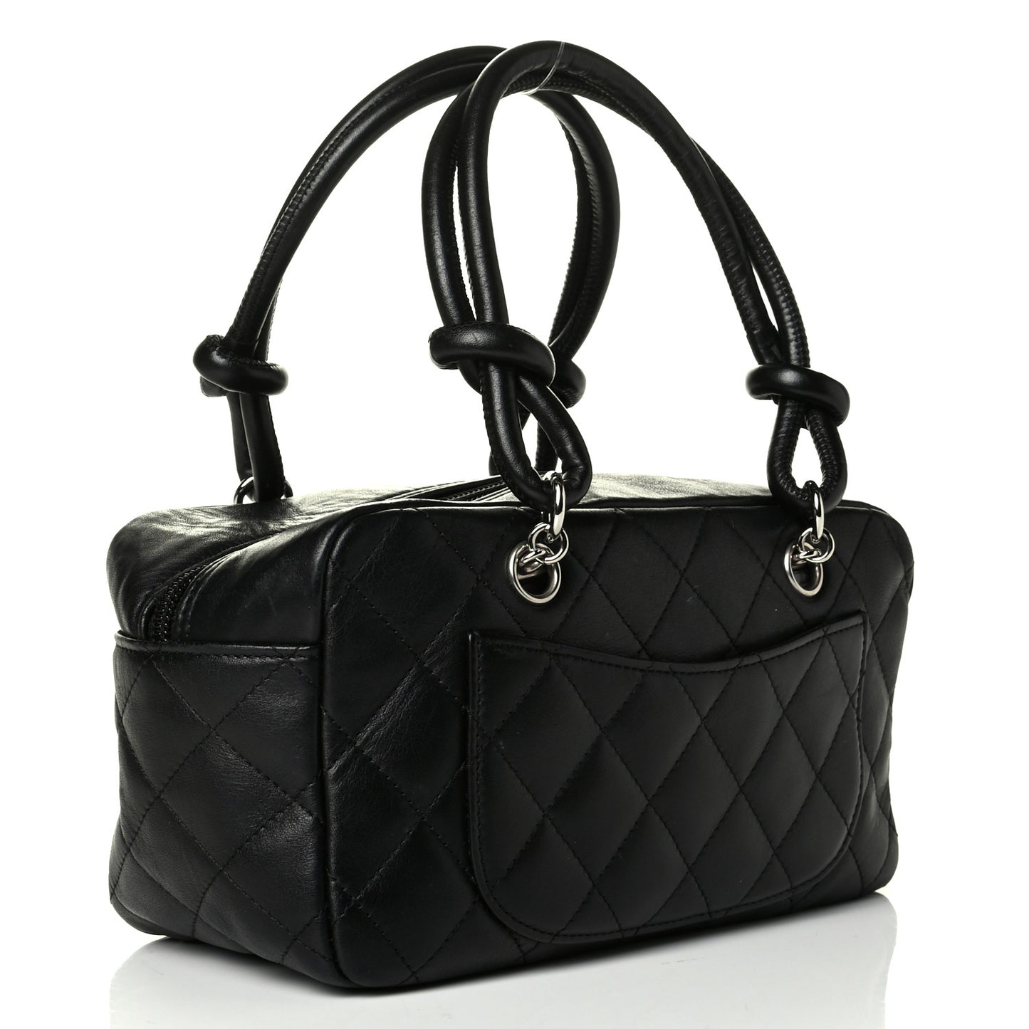 Calfskin Quilted Cambon Pochette Black White