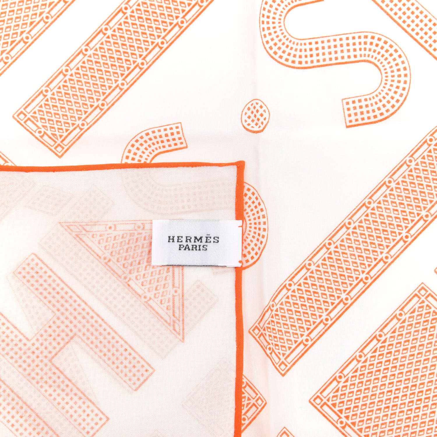 Hermes Silk Sellier Handkerchief Orange 2 of 4