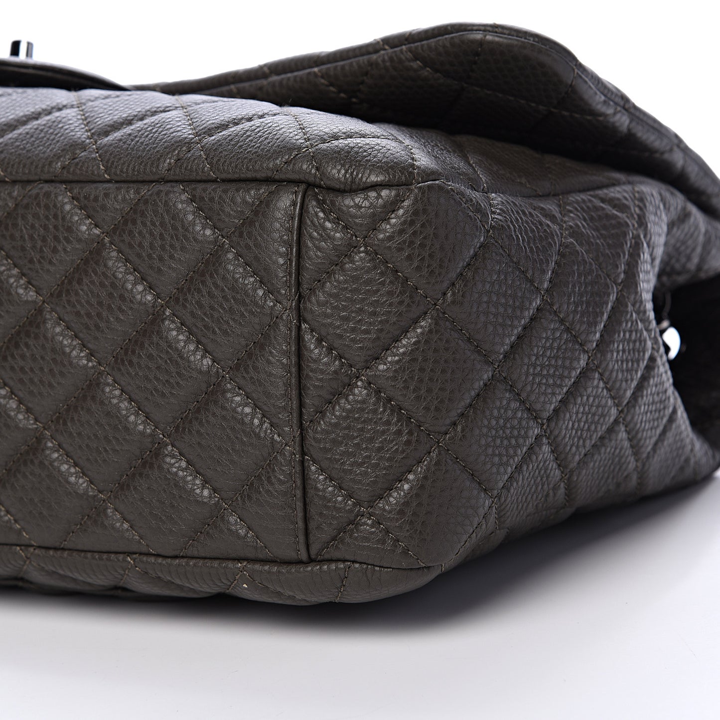 Calfskin Quilted Small XXL Travel Flap Bag Khaki