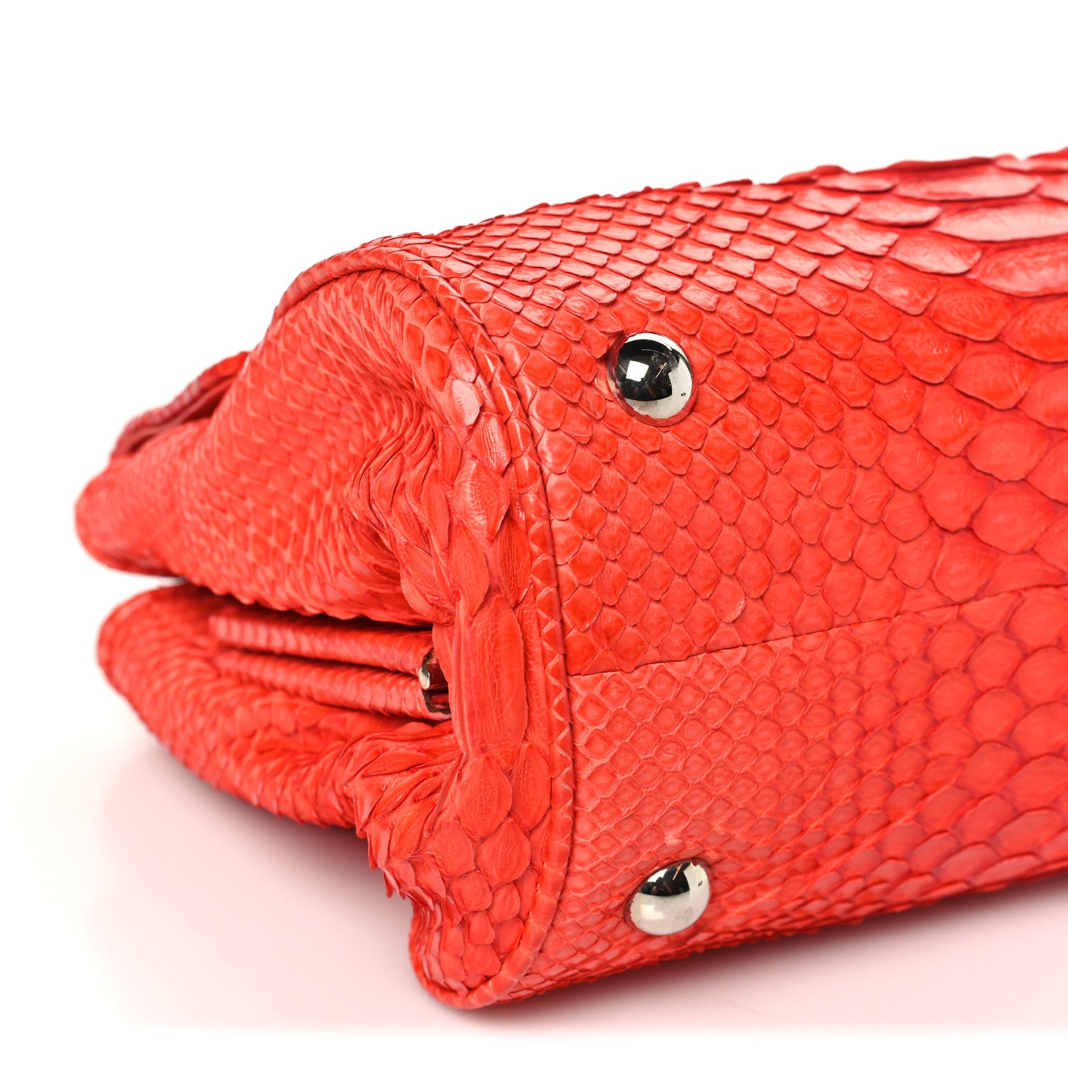 Chanel Snakeskin East West Kisslock Flap Red 9 of 10
