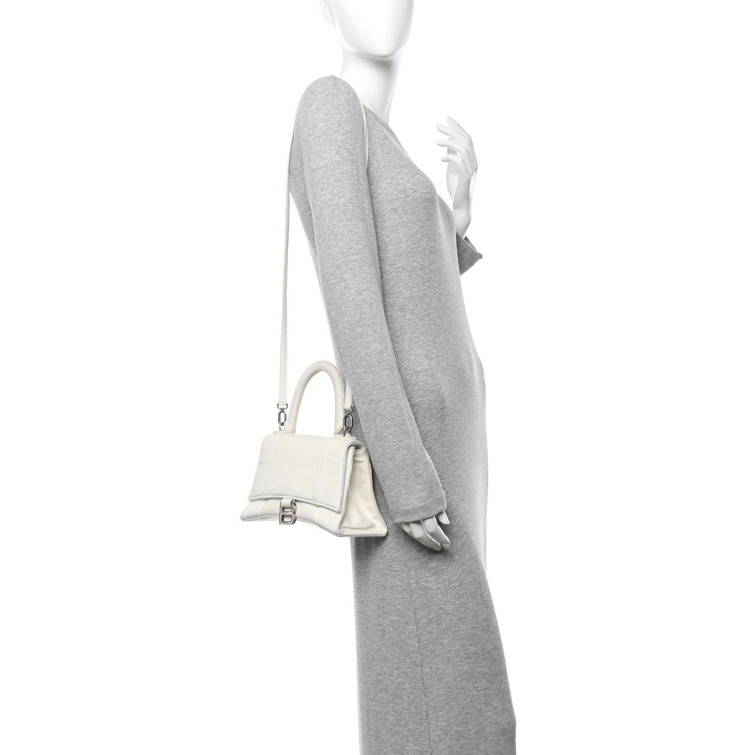 Balenciaga Cotton Canvas Small Hourglass Top Handle Bag White 2 of 18