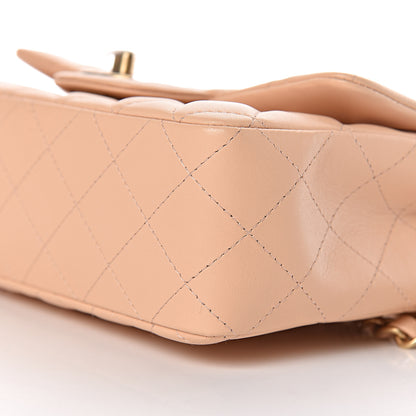 Chanel Lambskin Quilted Mini Rectangular Flap Beige 10 of 11