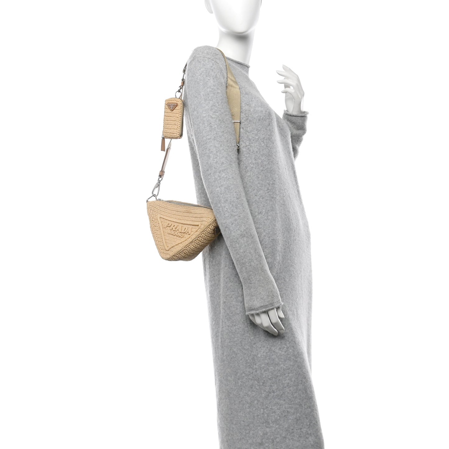 Yarn Raffia Effect Crochet Triangle Shoulder Bag Naturale