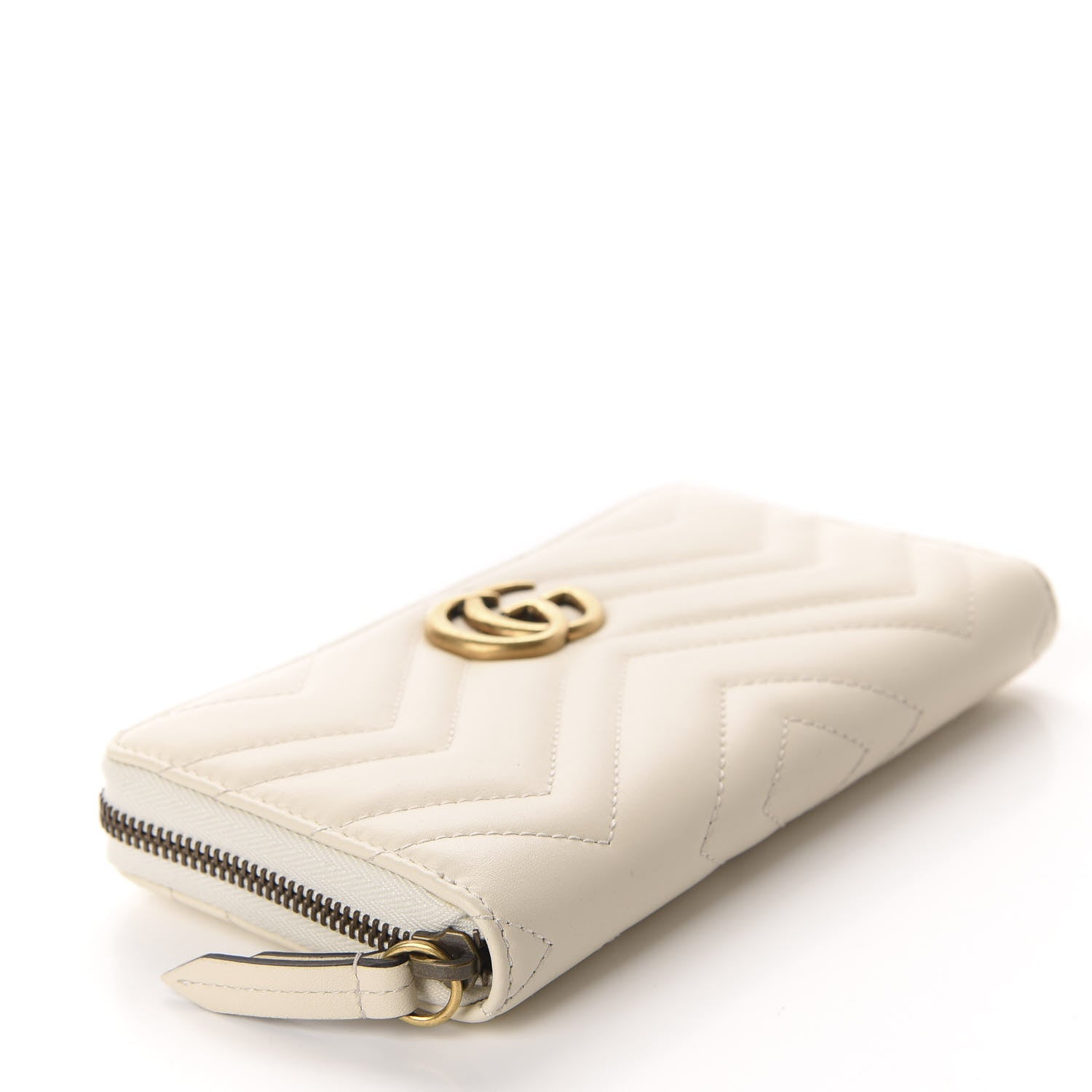 Gucci Calfskin Matelasse GG Marmont Zip Around Wallet White 4 of 8