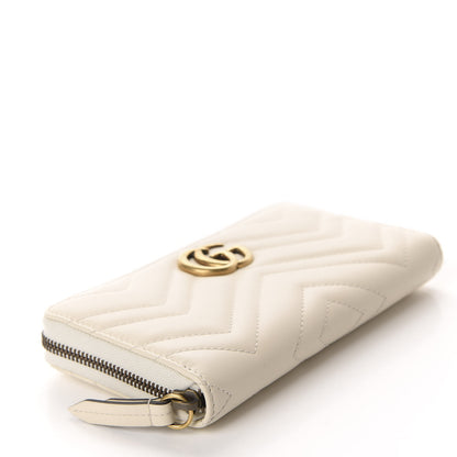 Gucci Calfskin Matelasse GG Marmont Zip Around Wallet White 4 of 8