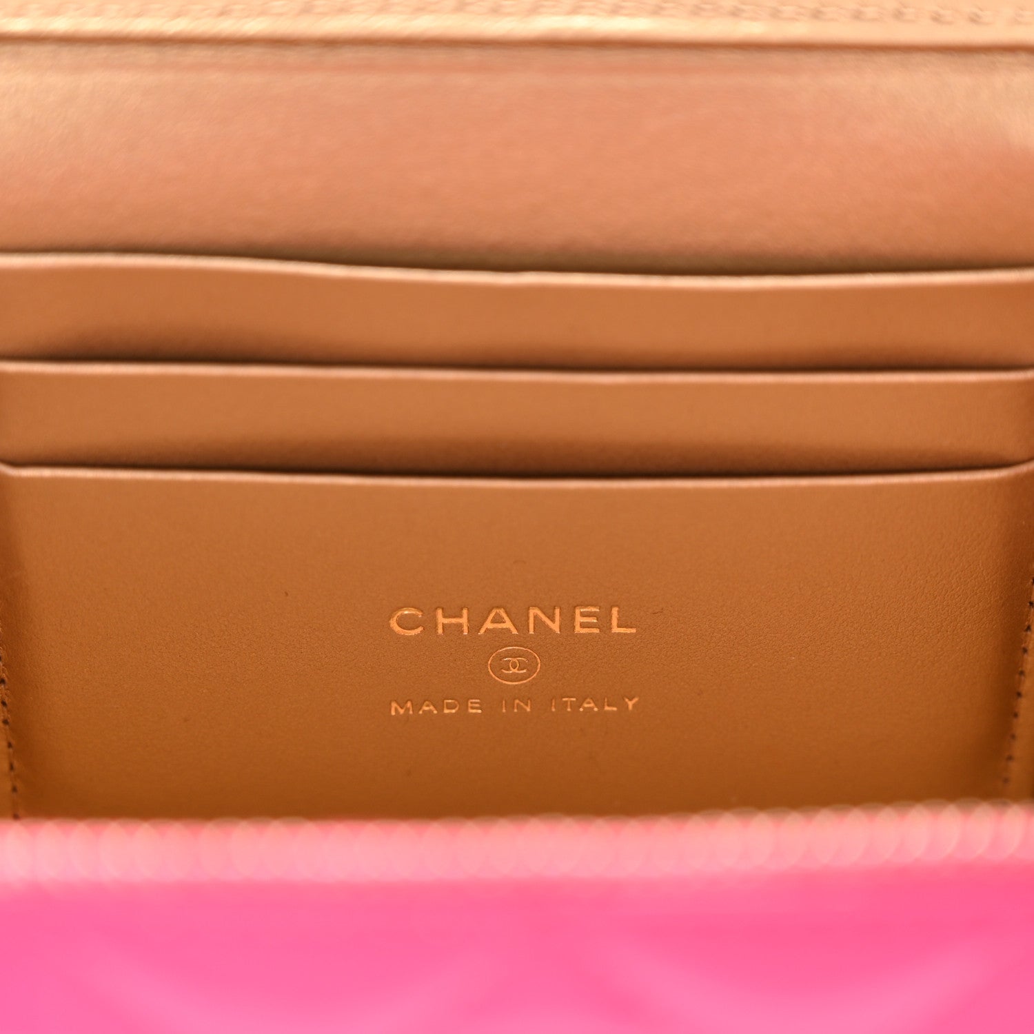 Chanel Patent Quilted Pearl Crush Small Vanity Case With Chain Neon Pink 6 of 11