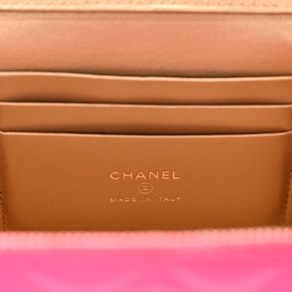 Chanel Patent Quilted Pearl Crush Small Vanity Case With Chain Neon Pink 6 of 11