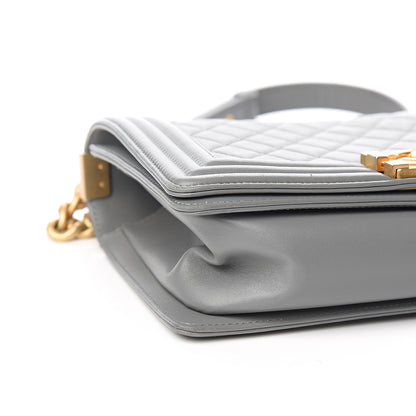 Chanel Calfskin Quilted Medium Boy Flap Grey 7 of 9