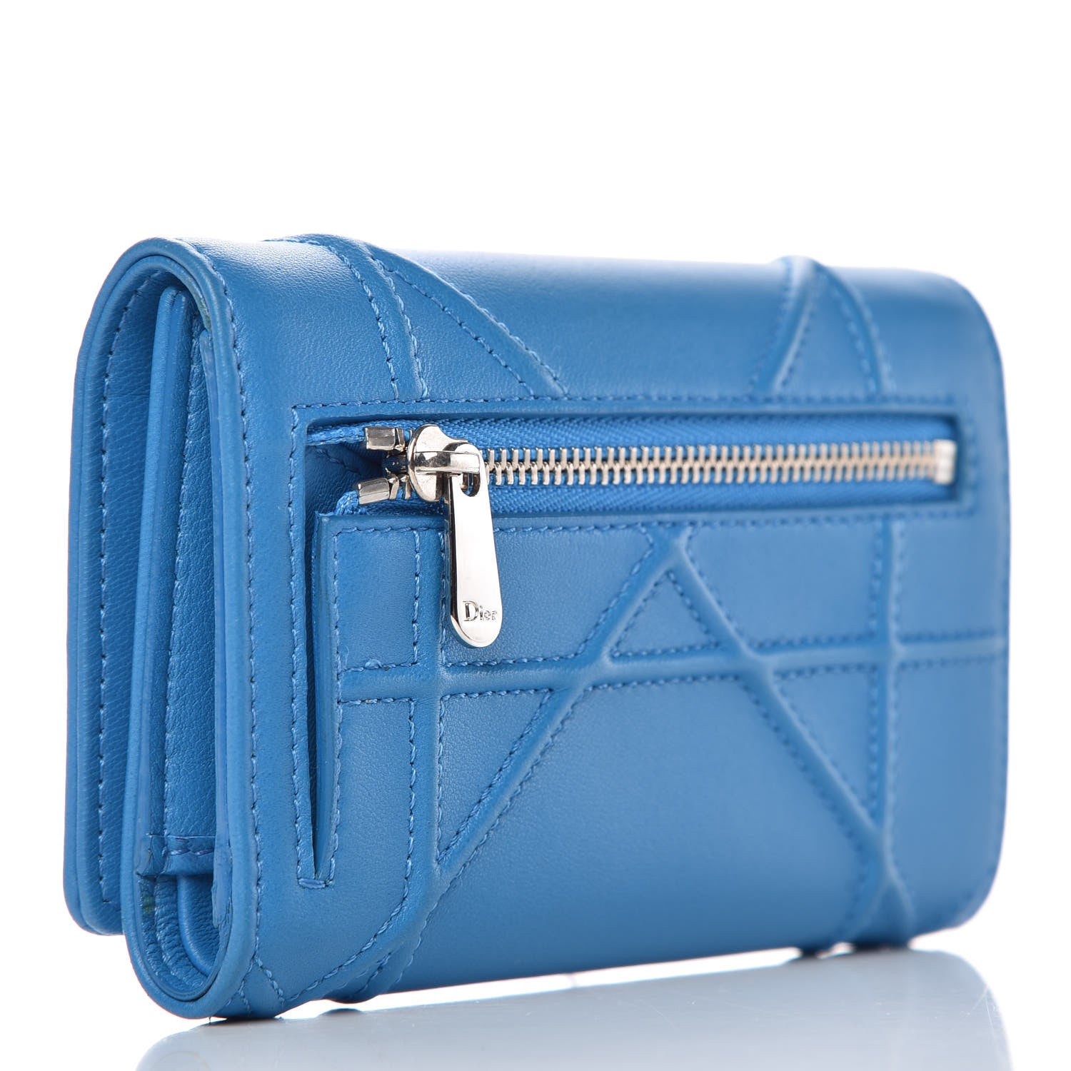 Christian Dior Lambskin Cannage Diorama Elancee Wallet Bleu Nosy 3 of 9