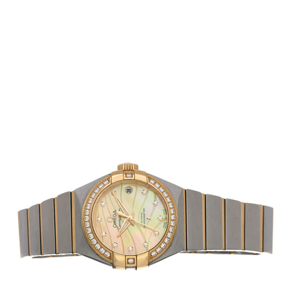 Omega Stainless Steel 18K Yellow Gold Diamond Bezel Yellow Mother of Pearl 27mm Constellation Automatic Watch 123.25.27.20.57.002 2 of 4
