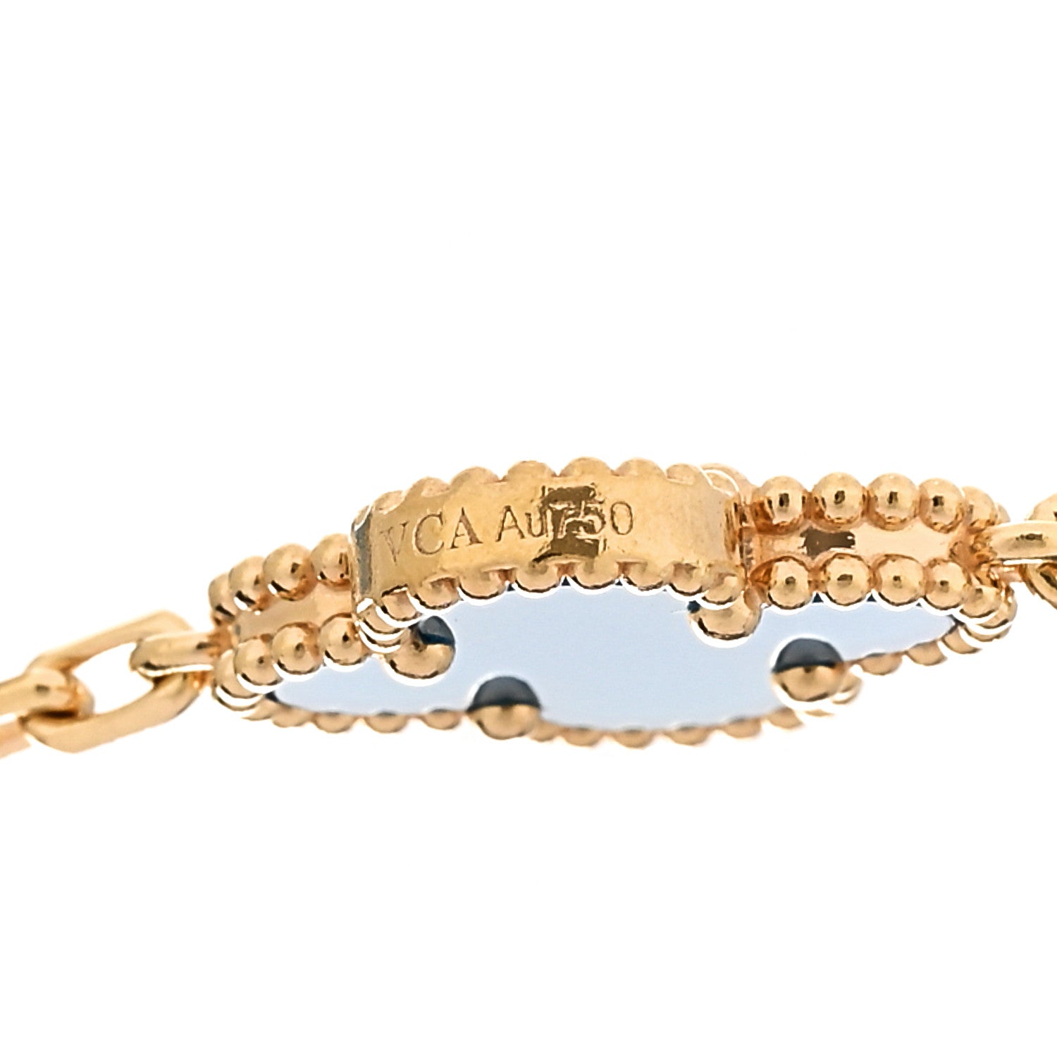 Van Cleef & Arpels 18K Yellow Gold Blue Agate 10 Motifs Vintage Alhambra Necklace 5 of 6