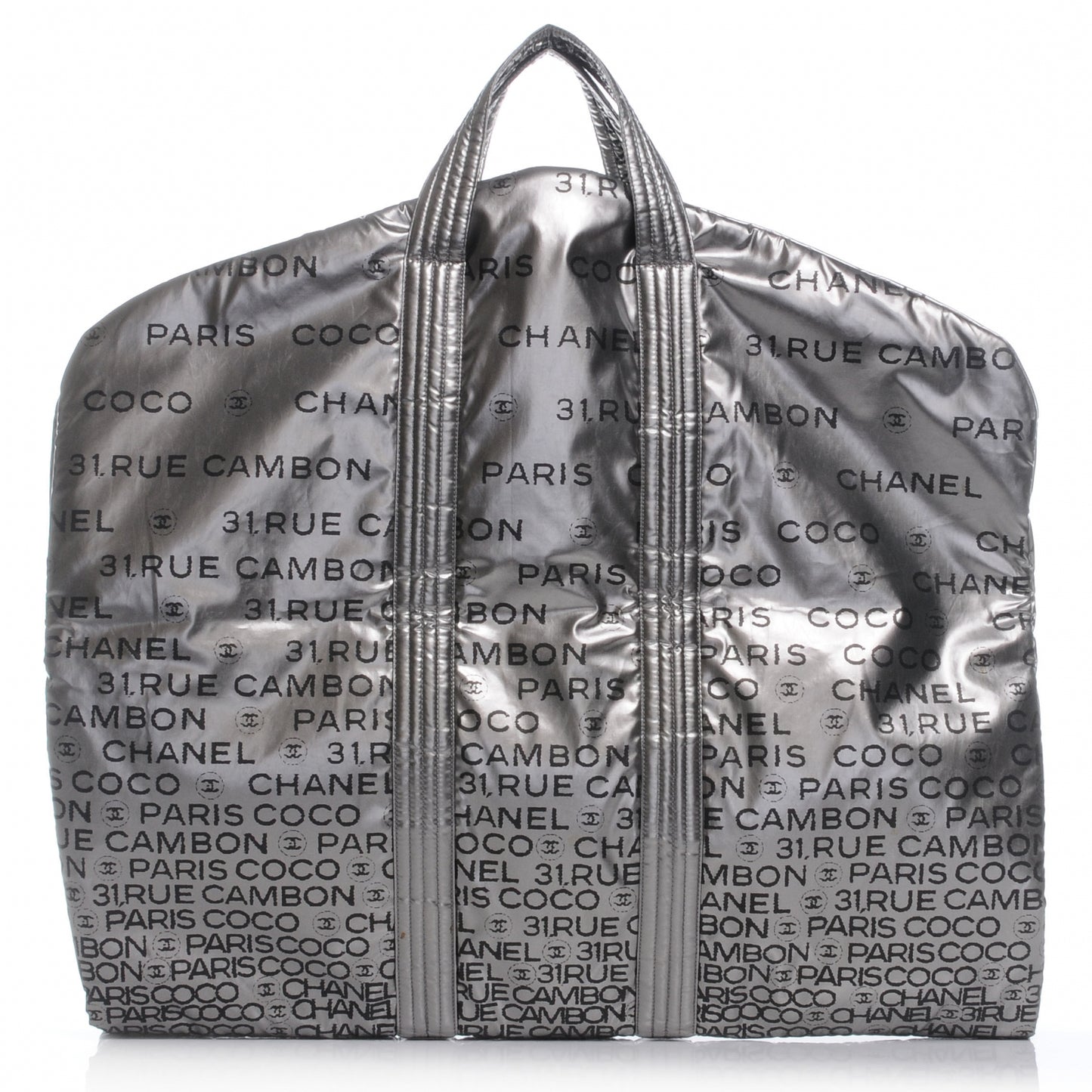 Metallic Coated Canvas Unlimited Garment Travel Bag Argent Fonce