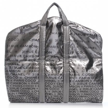 Chanel Metallic Coated Canvas Unlimited Garment Travel Bag Argent Fonce 1 of 7