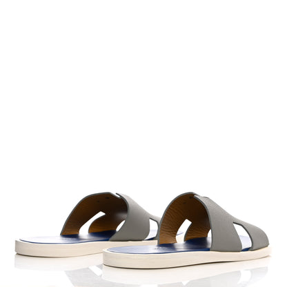 Hermes Epsom Mens Izmir Sandals 40.5 Gris Mouette Bleu 4 of 10
