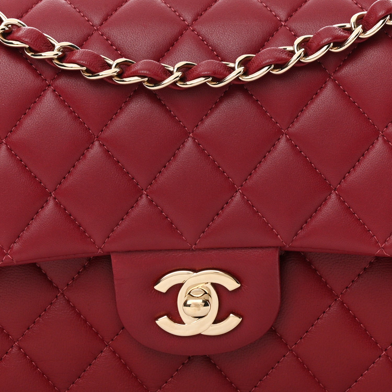 Chanel Lambskin Quilted Medium Double Flap Burgundy 8 of 15
