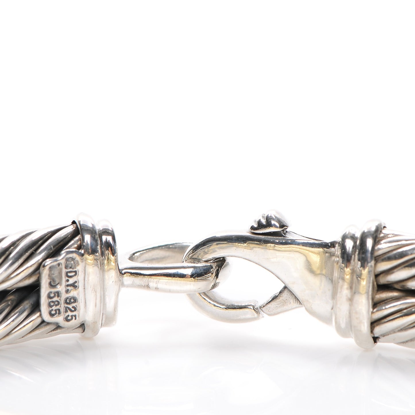 Sterling Silver 14K Yellow Gold Diamond 10mm Metro Double Cable Bracelet