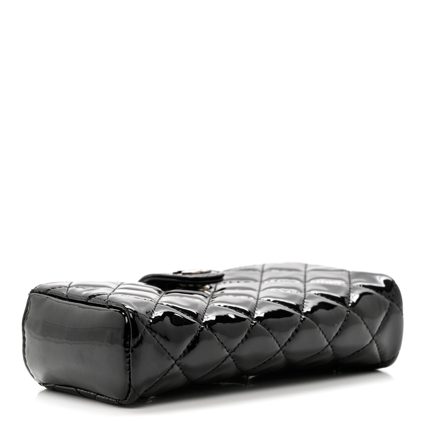 Patent Quilted Mini Phone Holder Clutch Black
