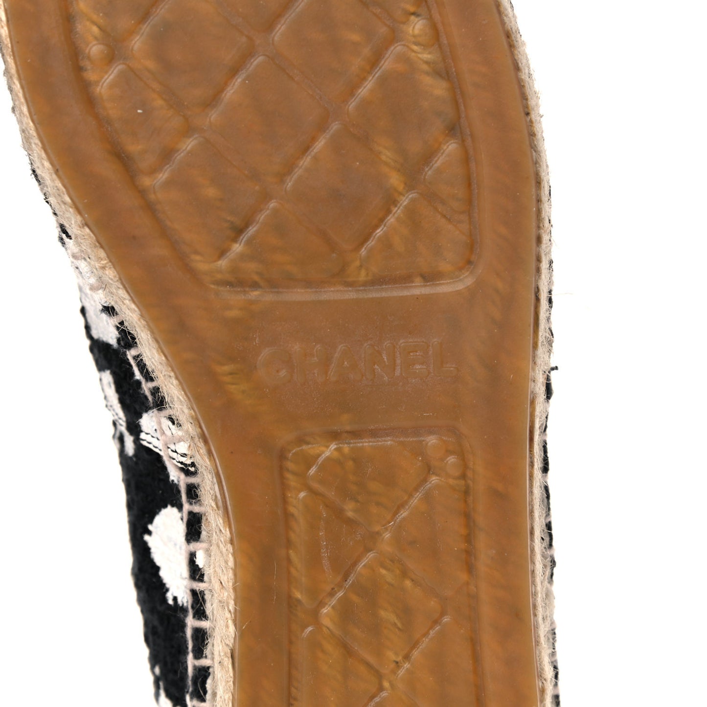 Patent Tweed Splatter Paint Print Cap Toe CC Espadrilles 41 Black White