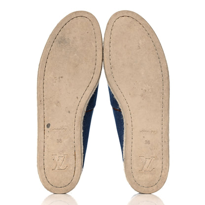 Louis Vuitton Denim Articles De Voyage Espadrille Flats 38 Blue 6 of 9