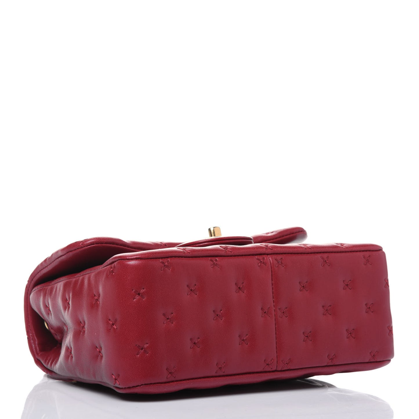 Lambskin Cross Stitch Mini Coco Handle Flap Red