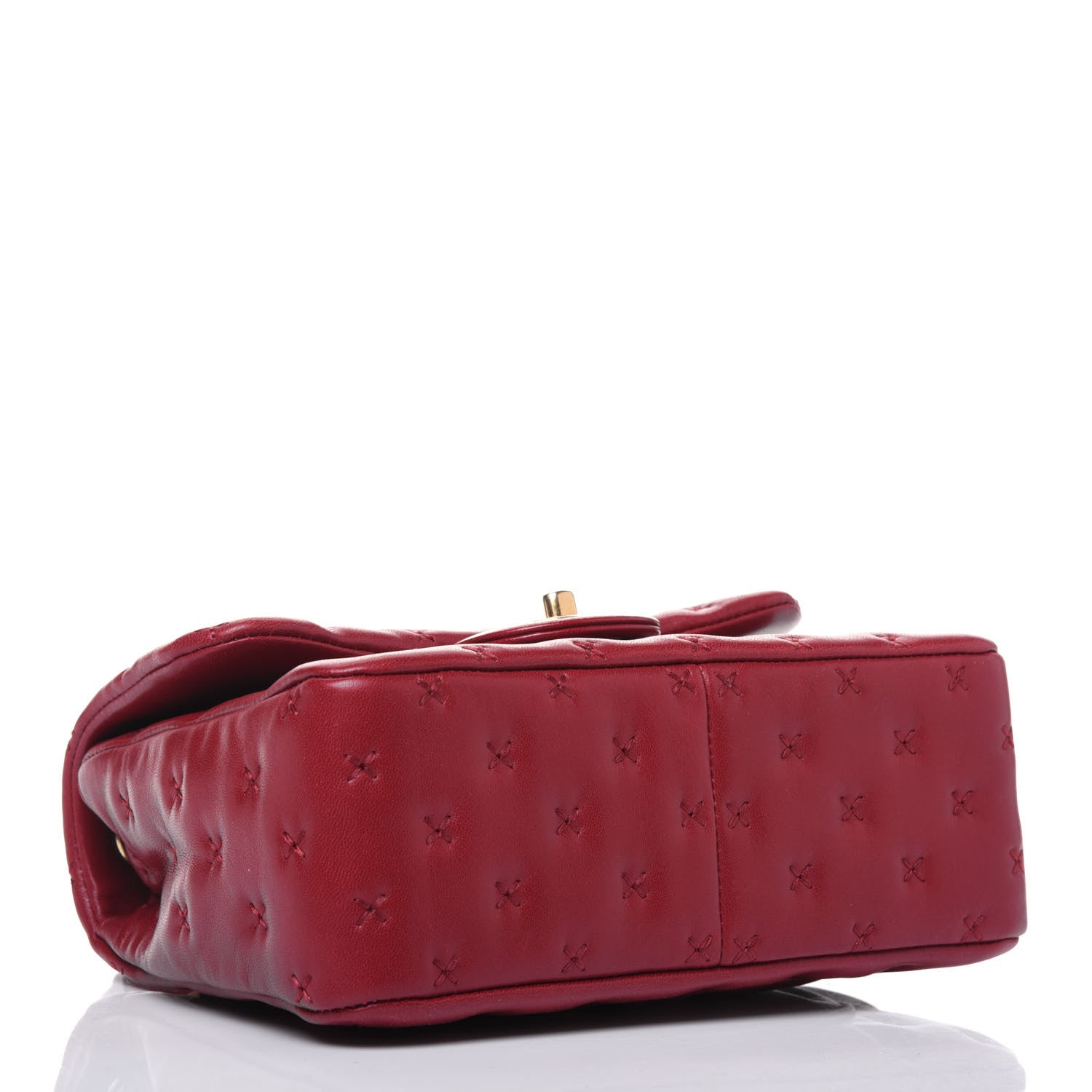 Chanel Lambskin Cross Stitch Mini Coco Handle Flap Red 3 of 14
