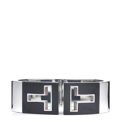 Tiffany Sterling Silver Black Ceramic T Cutout Cuff Bracelet 1 of 4