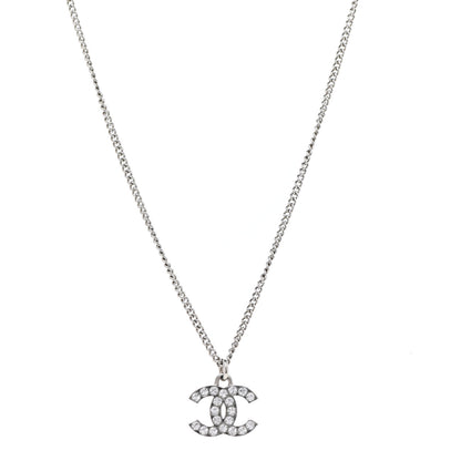 Chanel Crystal Timeless CC Necklace Silver 1 of 5