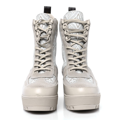 Louis Vuitton Suede Calfskin Jacquard Since 1854 Laureate Platform Desert Boots 36.5 Beige 2 of 9