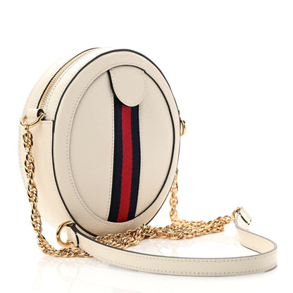 Gucci Textured Calfskin Web Mini Ophidia Round Shoulder Bag Mystic White 3 of 12