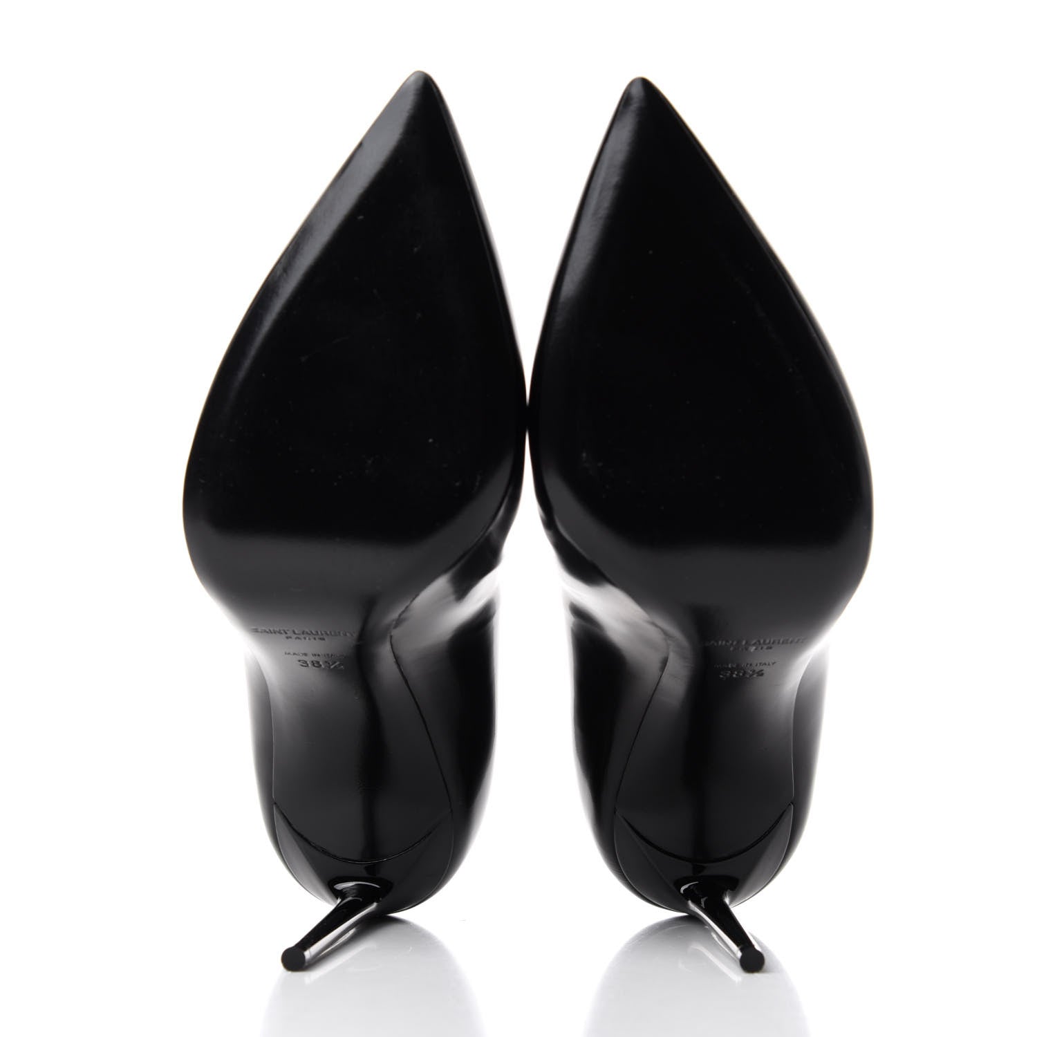 Saint Laurent Patent Calfskin Teddy High Vamp 105 Pumps 38.5 Black 6 of 11