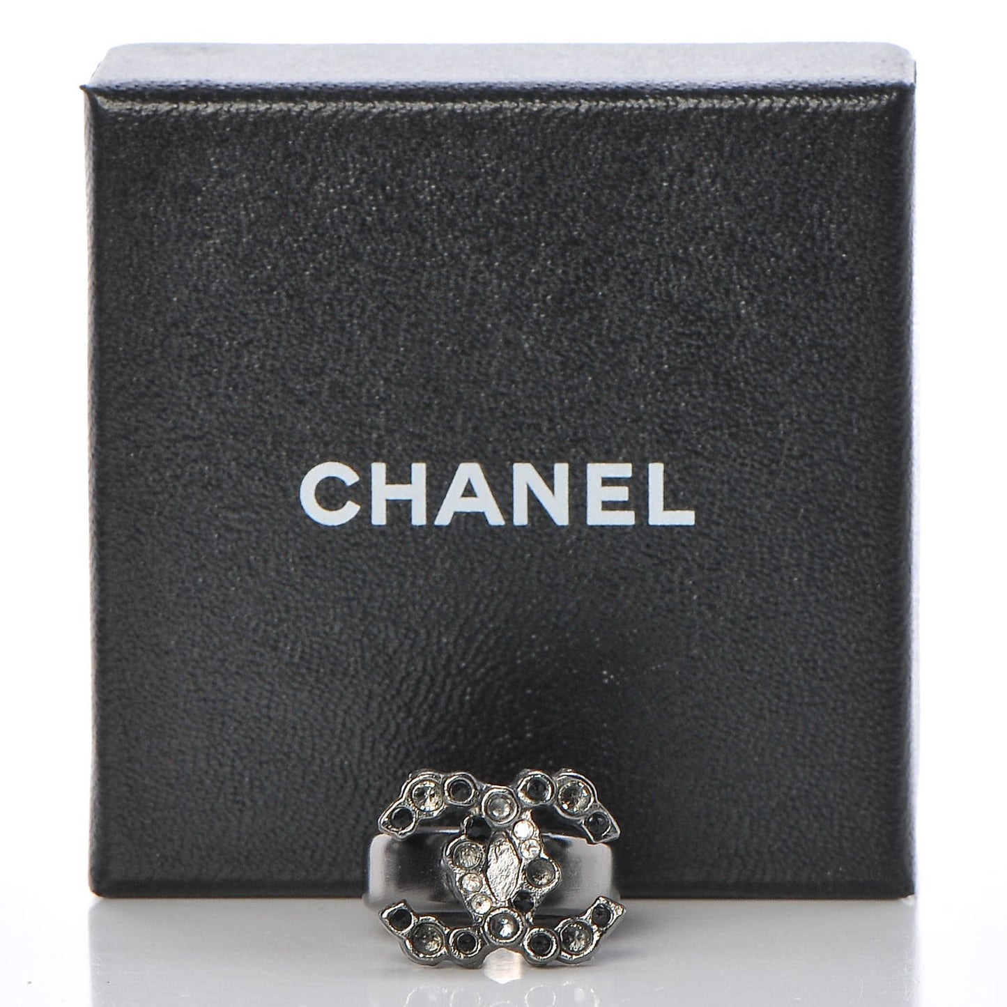 Ruthenium Crystal CC Logo Ring 6
