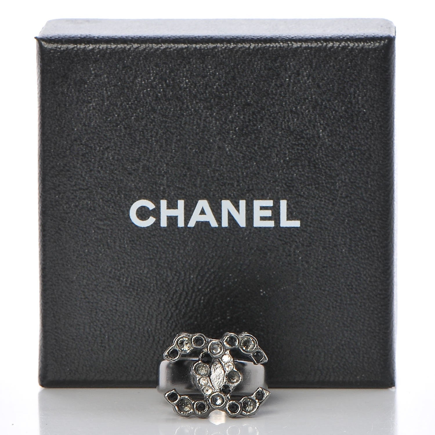 Chanel Ruthenium Crystal CC Logo Ring 6 5 of 5