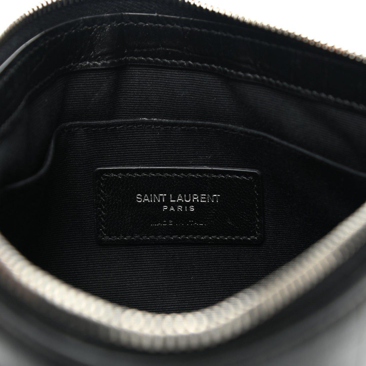 Calfskin Crocodile Embossed Monogram Zip Pouch Black