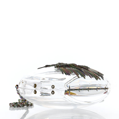Chanel Plexiglass Iridescent Chain Fringe CC Clutch Clear 4 of 8