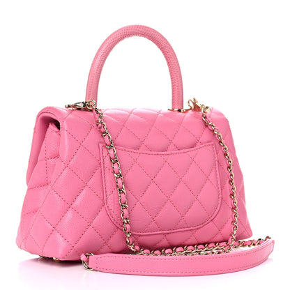 Chanel Caviar Lizard Embossed Quilted Mini Coco Handle Flap Pink 3 of 11