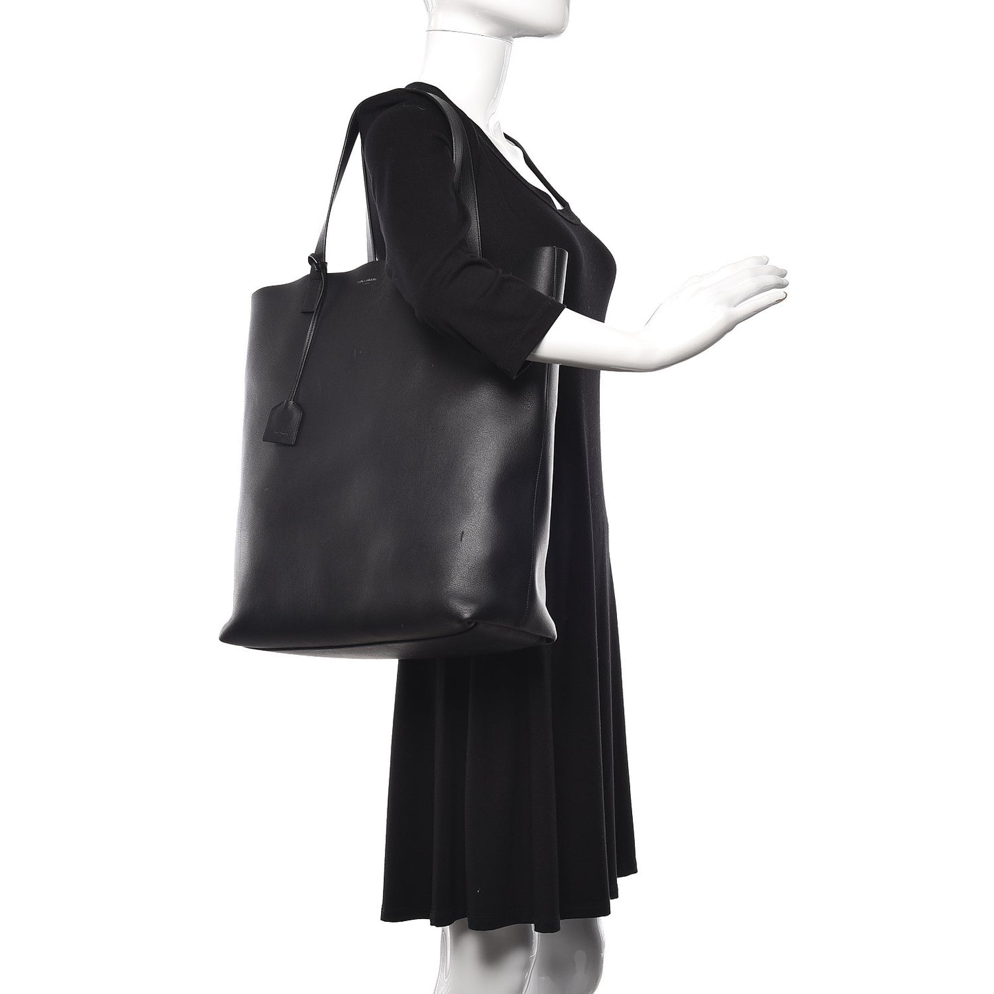 Calfskin Medium Shopping Tote Black