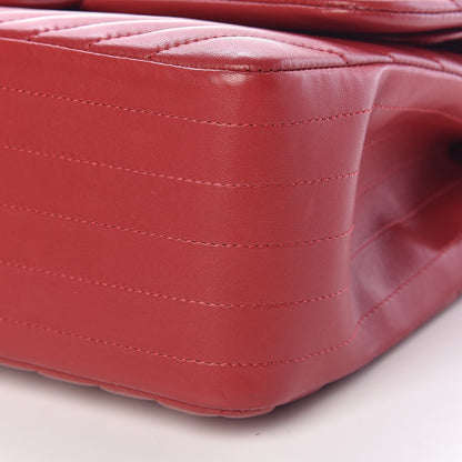 Chanel Lambskin Chevron Quilted Jumbo Double Flap Dark Red 9 of 16