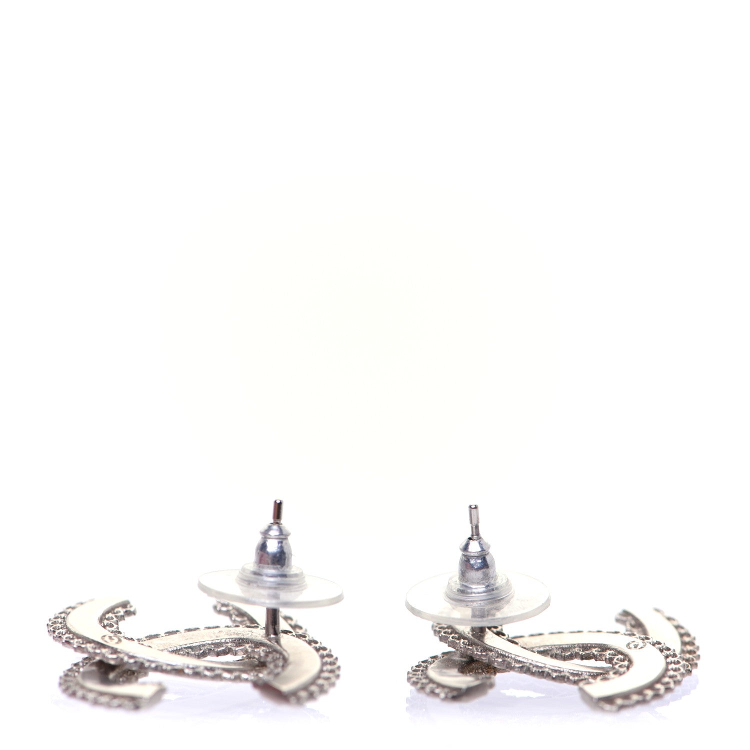 Chanel Scalloped CC Earrings Silver 3 of 8
