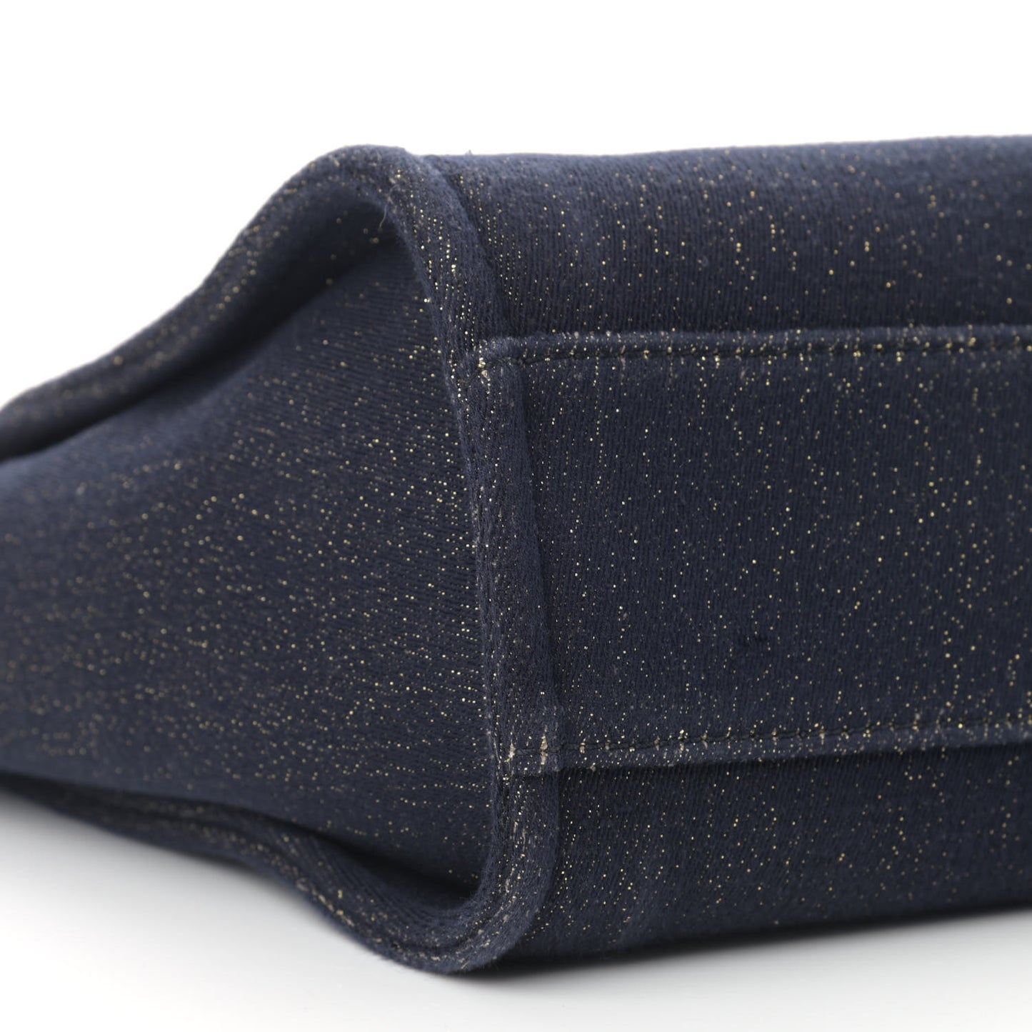 Lurex Canvas Small Deauville Tote Navy Blue Gold