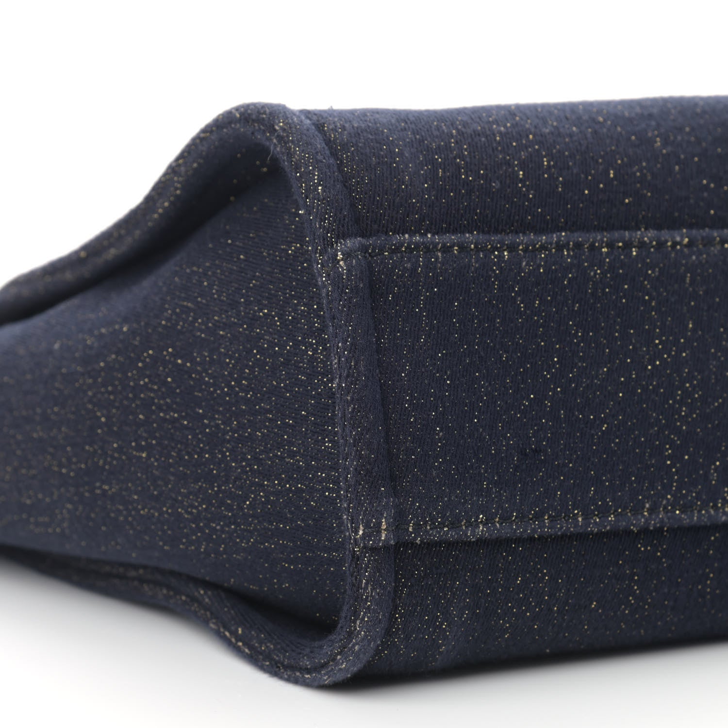 Chanel Lurex Canvas Small Deauville Tote Navy Blue Gold 9 of 12