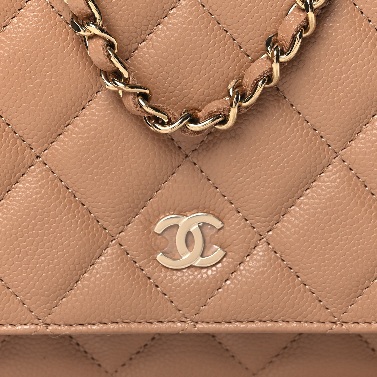 Chanel Caviar Quilted Wallet on Chain WOC Beige 9 of 12